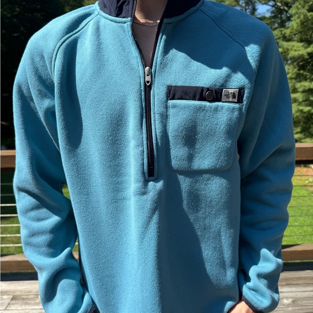 The North Face Men's Teal Zip-Up Sweater